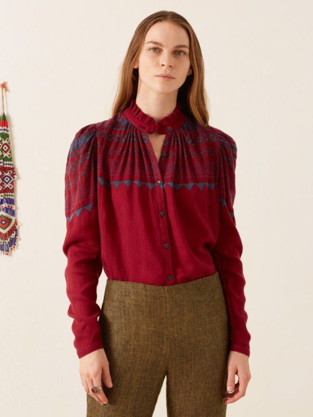 NWT Alix of Bohemia Plum Fair Isle Shirt